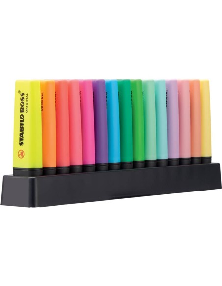 Desk set evidenziatori Stabilo Boss® Original 2-5 mm assortiti Conf. 15 pezzi - 7015-01