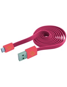 Cavo Flat USB AM a Micro USB M 1m A Rosa / Corallo