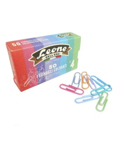 Fermagli colorati plastificati Leone N° 4 - 32 mm in scatola di cartone da 50 pezzi - assortiti - FXP5 2