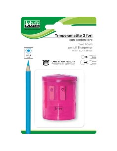Temperamatite a 2 fori Lebez Trasparent con serbatoio - in blister - colori assortiti - 413B