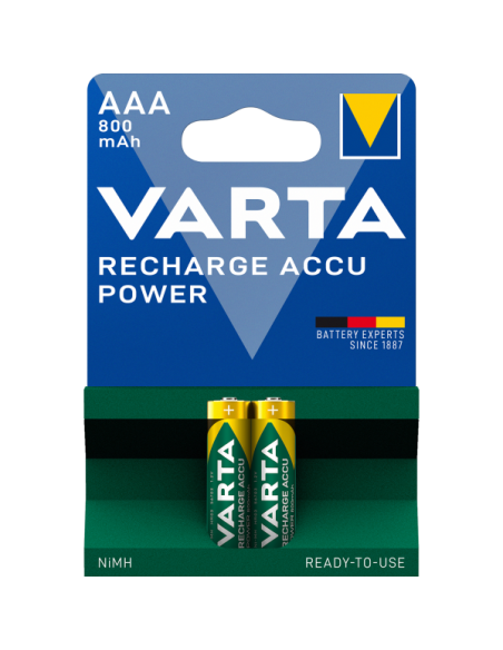 Blister 2 Batterie Ricaricabili Mini Stilo AAA 800 mAh