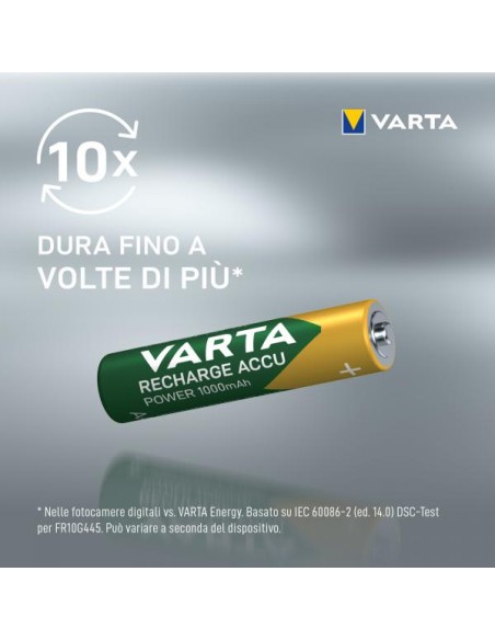 Blister 2 Batterie Ricaricabili Mini Stilo AAA 1000 mAh