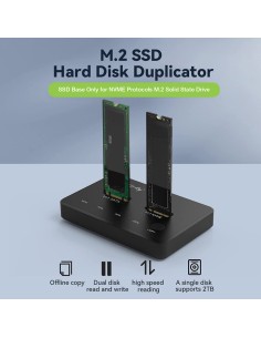 Docking Station Dual-Bay SSD M.2 NVME PCIe SATA 10 Gbps Duplicatori Clone Offline 2