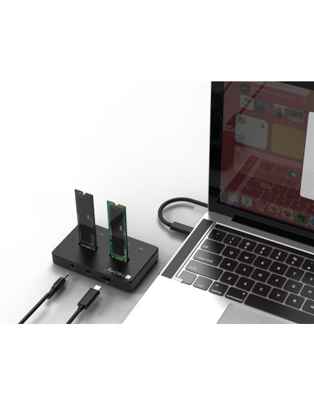 Docking Station Dual-Bay SSD M.2 NVME PCIe SATA 10 Gbps Duplicatori Clone Offline