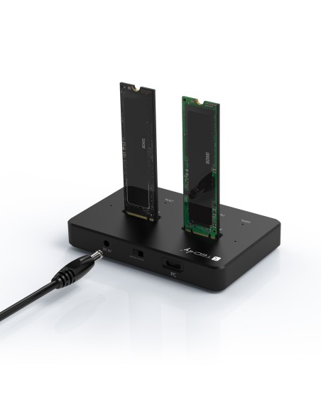 Docking Station Dual-Bay SSD M.2 NVME PCIe SATA 10 Gbps Duplicatori Clone Offline