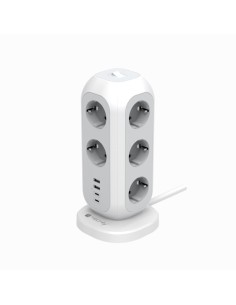 Multipresa da Tavolo Torretta di Alimentazione 11 Prese Schuko 2 USB-A e 2 USB-C™
