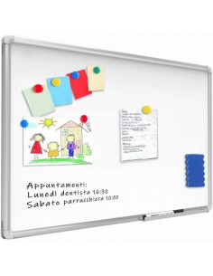 Lavagna Magnetica Laccata Bianca Cancellabile a Secco 90x120 cm