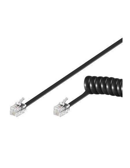 Cavo telefonico spiralato per cornetta 4mt RJ10 4P4C Nero
