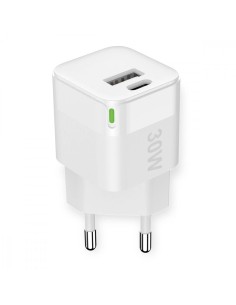 Caricabatterie GaN USB-A e USB-C™ Power Delivery 30W Ricarica Rapida Bianco