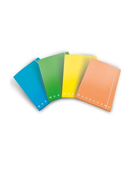 Cartella a 3 lembi con elastico Pigna Monocromo - A4 26x35,5x1,2 cm dorso 1,2 colori assortiti Fluo - 0227903
