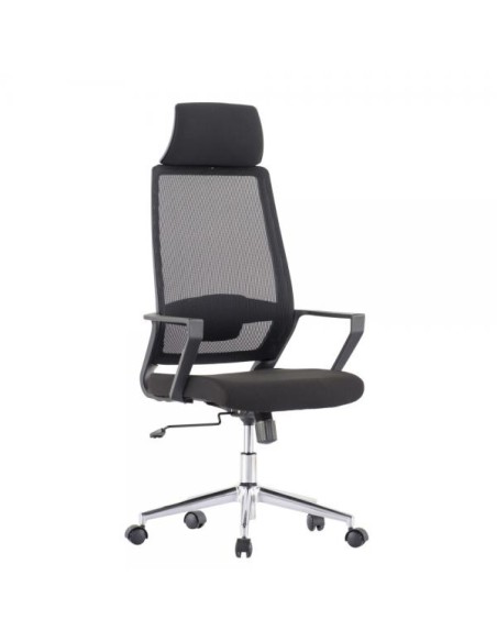 Sedia per Ufficio con Schienale Alto e Base Cromata Nero