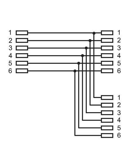 Accoppiatore telefonico duplex 6P6C M a 2x 6P4C F