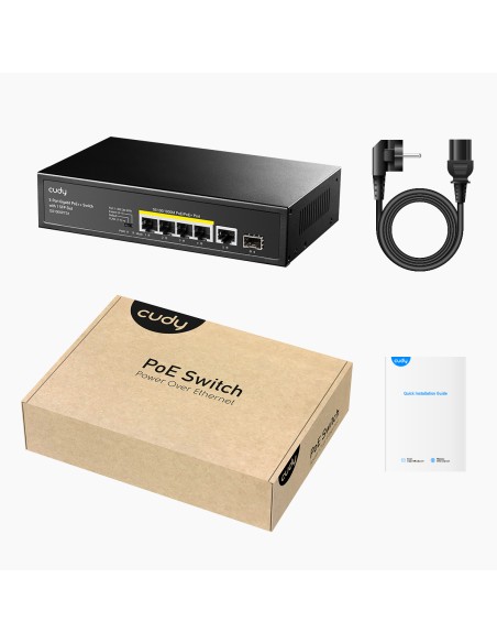 Switch Gigabit PoE+ 5 Porte con 1 Slot SFP, GS1005PTS1