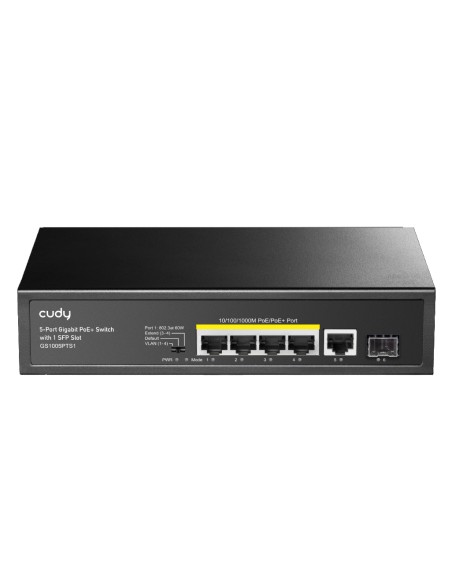 Switch Gigabit PoE+ 5 Porte con 1 Slot SFP, GS1005PTS1