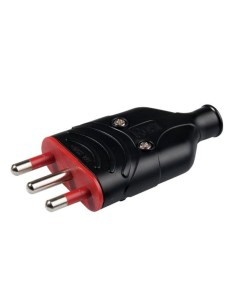 Spina Mobile in Gomma 16A 2P+T 250V Nero