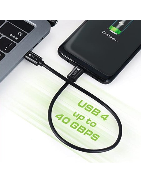 Cavo USB 4 Gen 3 Type-C™ Thunderbolt M/M E-Mark 8K 40Gbps 100W PD 0,8m Nero