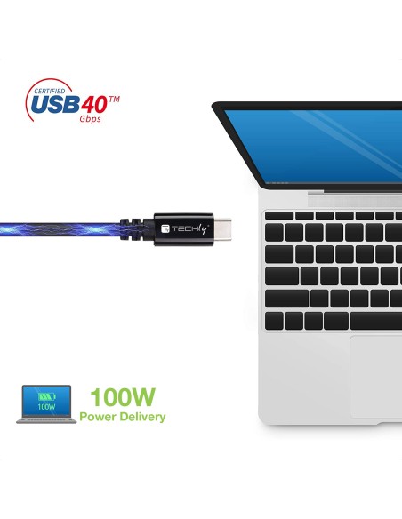 Cavo USB 4 Gen 3 Type-C™ Thunderbolt M/M E-Mark 8K 40Gbps 100W PD 0,8m Nero