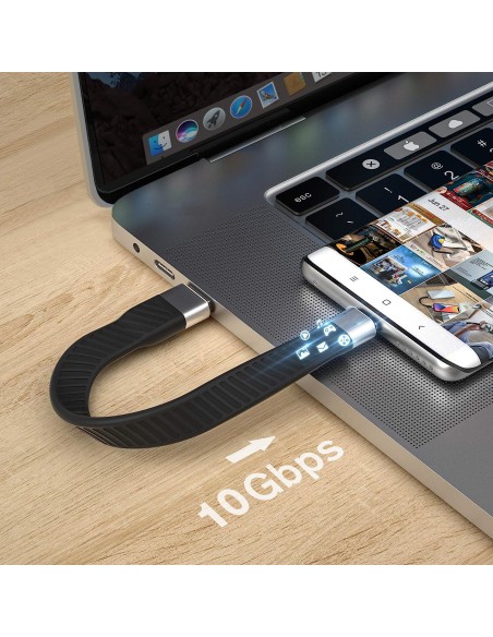 Cavo Corto Piatto USB-C™ Maschio a USB-A Maschio Ricarica Rapida FPC 12 cm