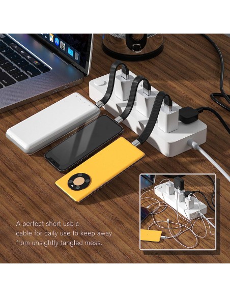 Cavo Corto Piatto USB-C™ Maschio a USB-A Maschio Ricarica Rapida FPC 12 cm