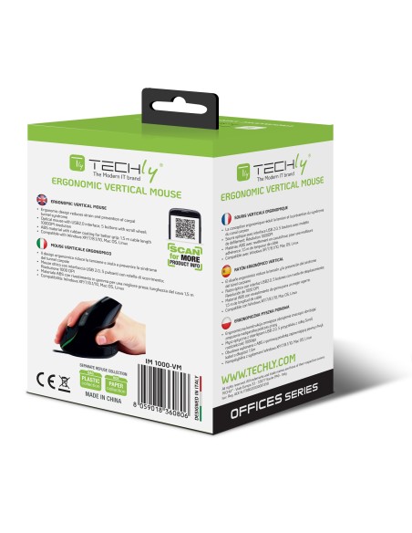 Mouse Verticale Ottico Ergonomico USB Nero
