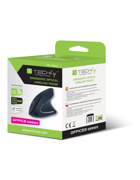 Mouse Verticale Ottico Wireless 1600 Dpi Ergonomico
