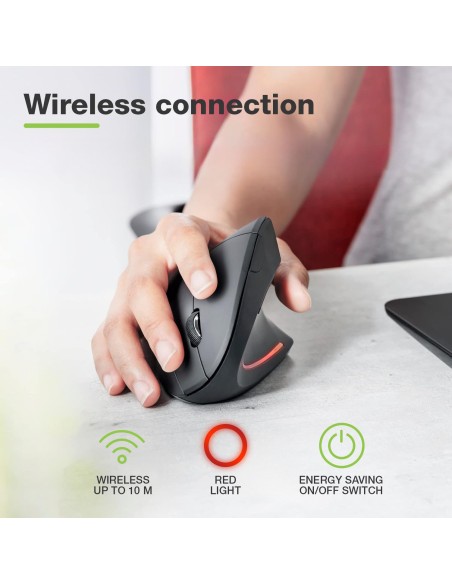 Mouse Verticale Ottico Wireless 1600 Dpi Ergonomico