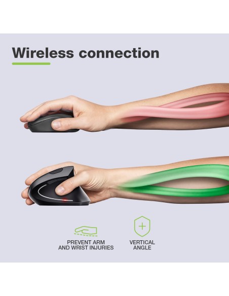 Mouse Verticale Ottico Wireless 1600 Dpi Ergonomico