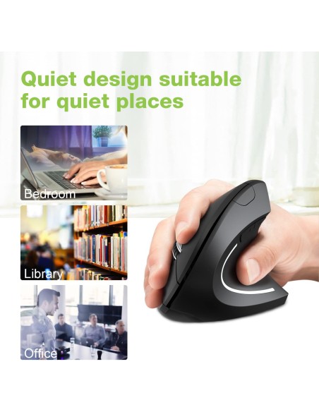Mouse Verticale Ottico Wireless 1600 Dpi Ergonomico
