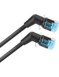 Cavo di rete Patch Slim Angolato 90° Rame TPE Cat. 6A Nero U/FTP 1,5 m 2