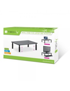 Supporto per Monitor Ergonomico Regolabile con 3 Altezze in Metallo Nero 2