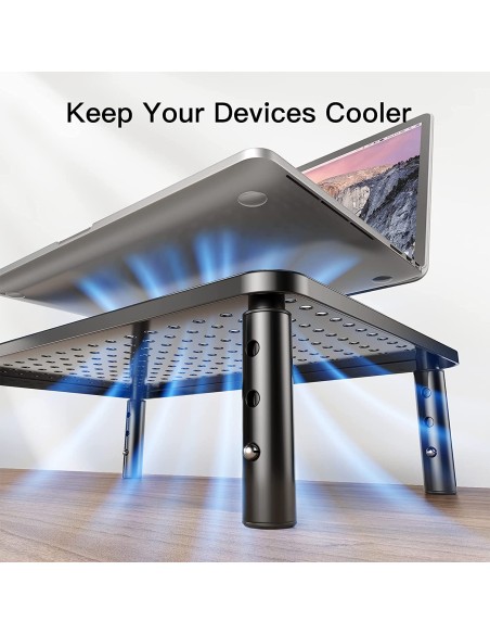 Supporto per Monitor Ergonomico Regolabile con 3 Altezze in Metallo Nero