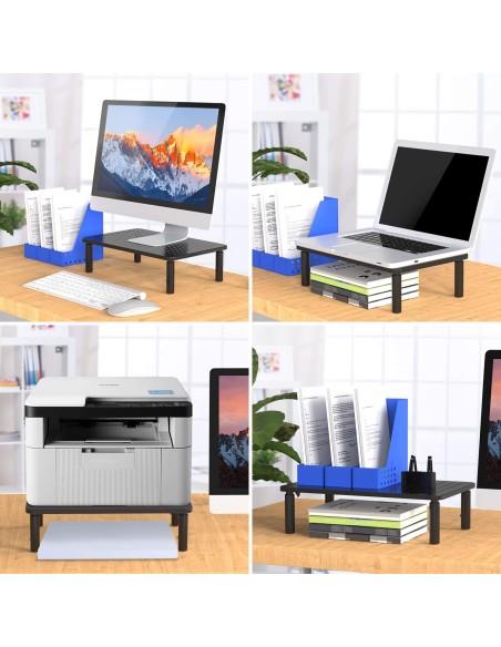 Supporto per Monitor Ergonomico Regolabile con 3 Altezze in Metallo Nero