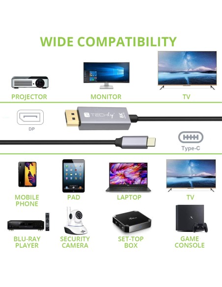 Cavo Adattatore USB-C™ 3.2 a Displayport 1.4 8K@60Hz 1,8 m