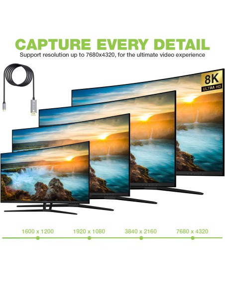 Cavo Adattatore USB-C™ 3.2 a Displayport 1.4 8K@60Hz 1,8 m