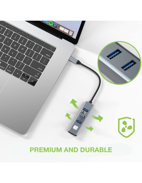 Adattatore Convertitore USB-C™ a RJ45 Gigabit con Hub 3 Porte USB 5 Gbps