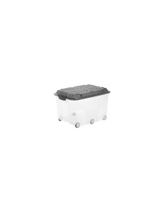 Contenitore Rotho portaoggetti con coperchio e ruote nero/trasparente 57 L 59,5x40x37 cm - F600179 2