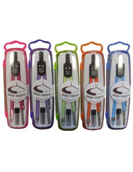 Compasso scolastico Eredi Crotti 2 accessori - conf. 5 colori assortiti 223C