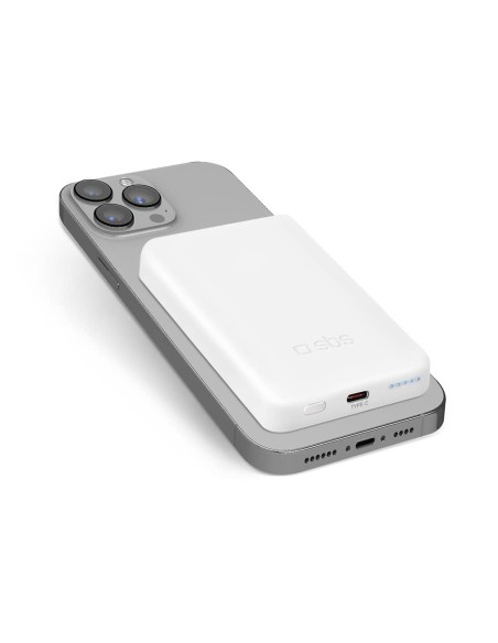 Powerbank SBS compact 5.000 mAh compatibile con MagSafe + Type C 10 W - bianco - TEBB5000MAG1CW