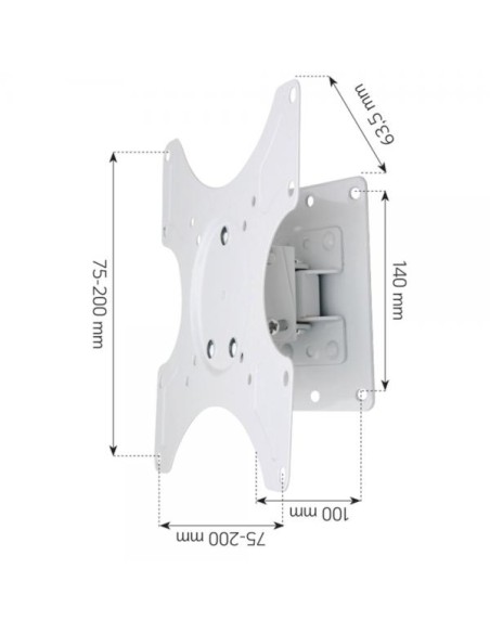 Supporto a muro per TV LED LCD 19 - 37'' inclinabile 1 snodo Bianco