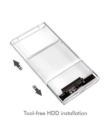 Box HDD/SSD Esterno per Disco Rigido 2.5'' USB 3.0 Trasparente con LED
