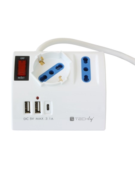 Multipresa da Tavolo 3 Posti con 2 Porte USB-A e 1 Porta USB-C™ QC3.0