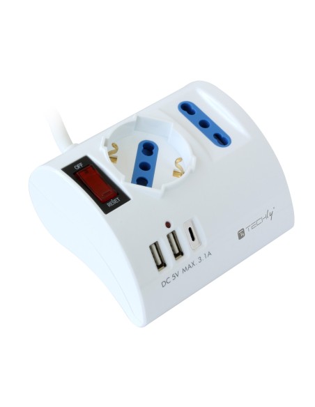 Multipresa da Tavolo 3 Posti con 2 Porte USB-A e 1 Porta USB-C™ QC3.0