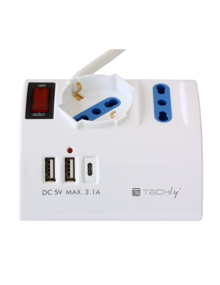 Multipresa da Tavolo 3 Posti con 2 Porte USB-A e 1 Porta USB-C™ QC3.0