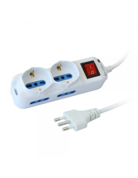 Multipresa 4 Posti Italiana Bipasso / 2 Schuko con Interruttore