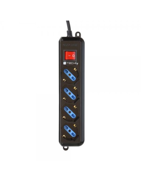 Multipresa 4 Posti Italiana Bipasso con Interruttore Nero