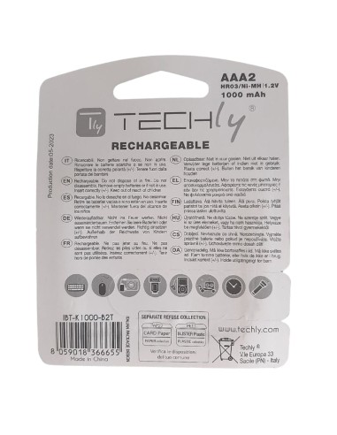 Blister 2 Batterie Ricaricabili Mini Stilo HR03 AAA 1000 mAh