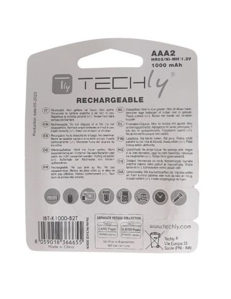 Blister 2 Batterie Ricaricabili Mini Stilo HR03 AAA 1000 mAh