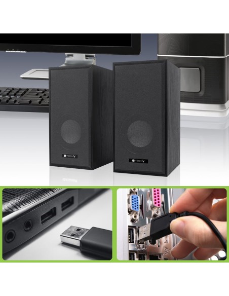 Set Altoparlanti in Legno per Notebook e PC USB2.0 e Jack 3,5mm