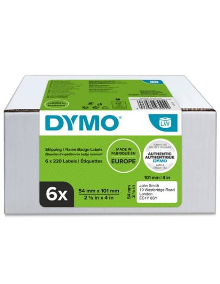 Etichette grandi per spedizioni/badge DYMO LW bianche conf. 6 pezzi da 220 etichette 54x101 mm - 2093092