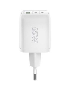 Nano Caricatore Alimentatore GaN 2xUSB-C™ (PD) + USB-A (QC) da Muro 65W Bianco 2